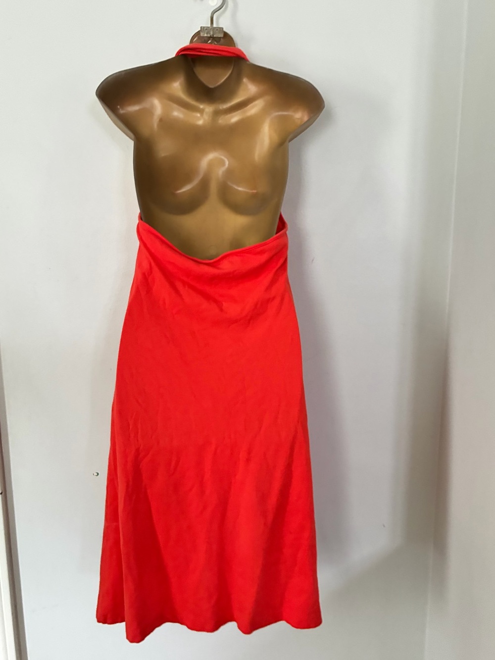Moda International Orange Halter Midi Dress – Resort Vacation vintage y2k 90s - Picture 4 of 5